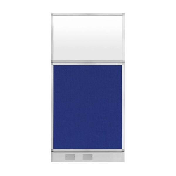 Hush Panel Configurable Cubicle Partition 3' x 6' Royal Blue Fabric Frosted Window w/ Cable Channel